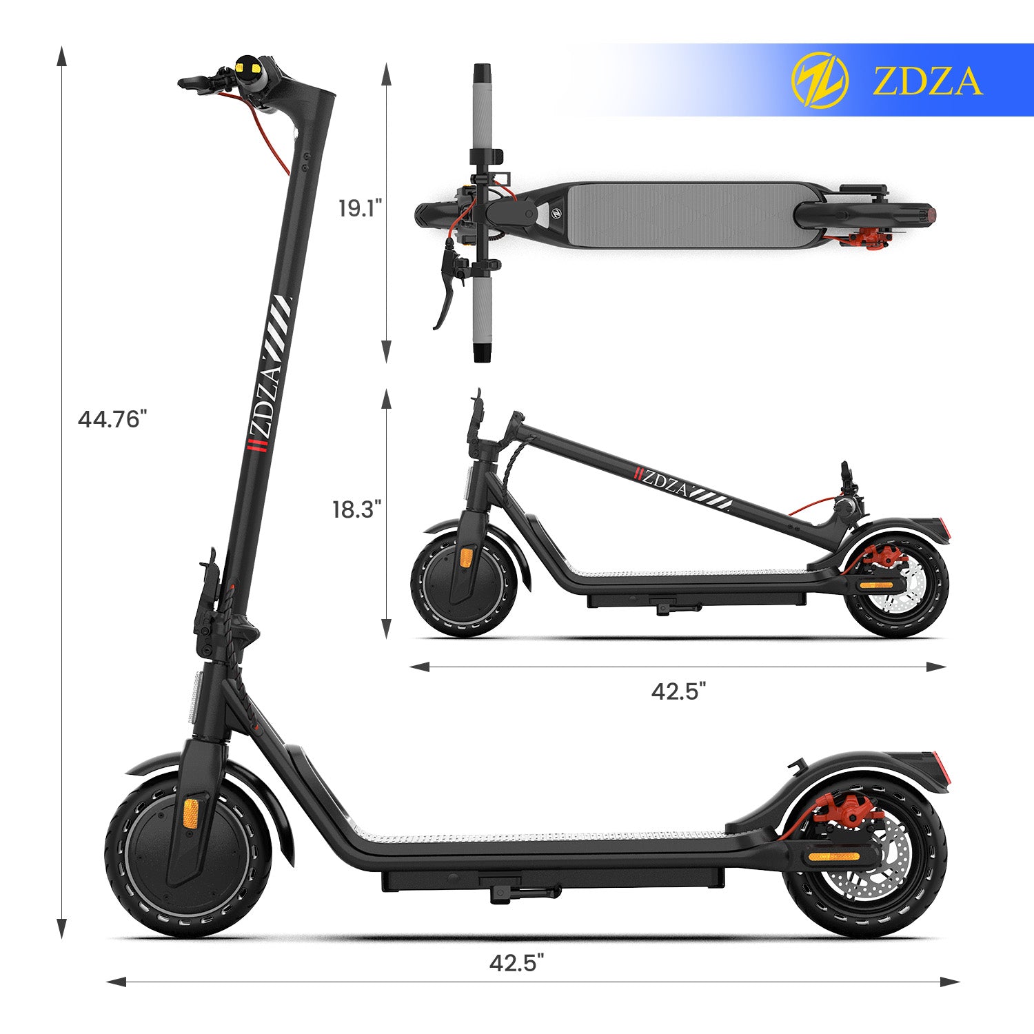 ZDZA ZW02 Electric Scooter for Adults Teens, 8.5" Tire 18 MPH Max Speed Long Range, Peak 500W Motor Dual Braking System Portable Folding City E Scooter Urban Commuter